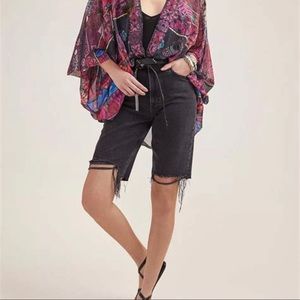 Paige Robbie Ultra High-Rise Denim Bermuda Shorts